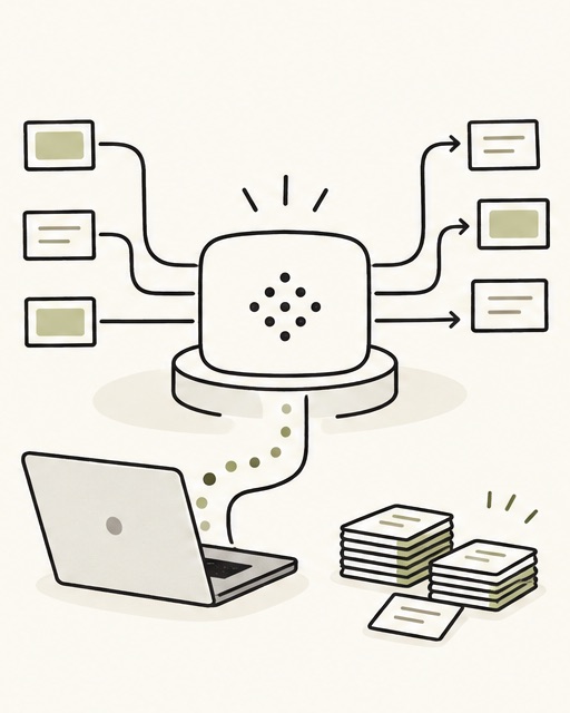 ツールと連携し、繰り返し作業を処理するAIのイメージ